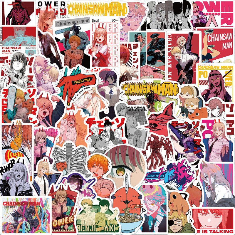 Cosplay Prop Diy - 50pcs Anime Chainsaw Man Stickers Vinyl