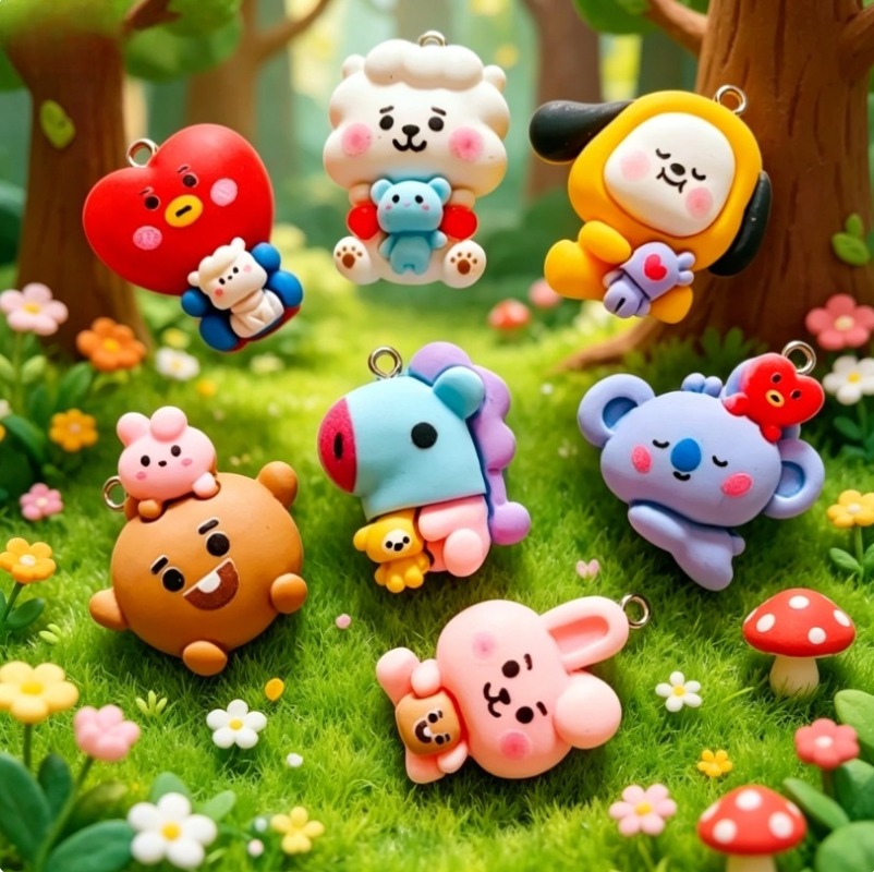 7pcs BT21 Resin Cartoon Charm  - Cosplay Prop Diy ulasan dan harga